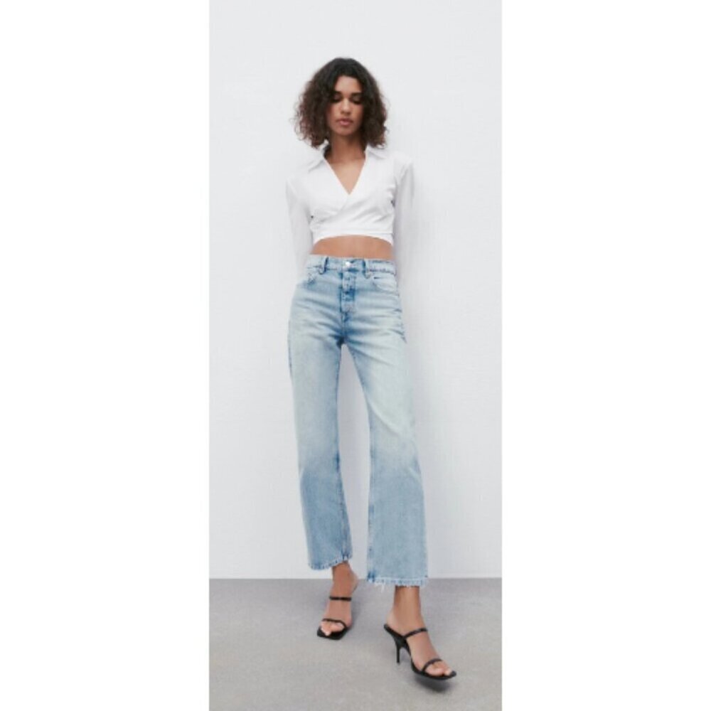 Zara Womens 4 High Rise Mom Jeans Medium Wash